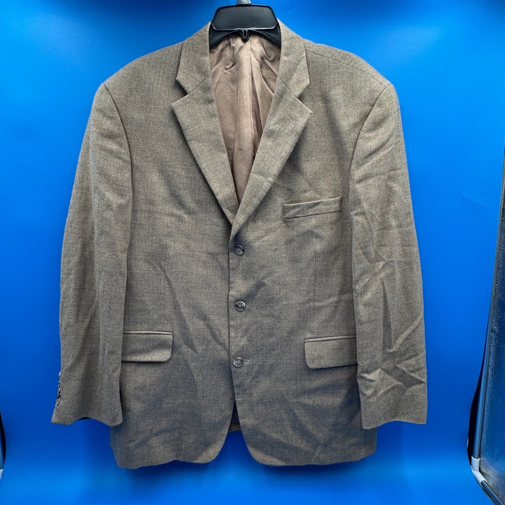 Mens Brown Herringbone Tweed Blazer Sport Coat Three Button Jacket